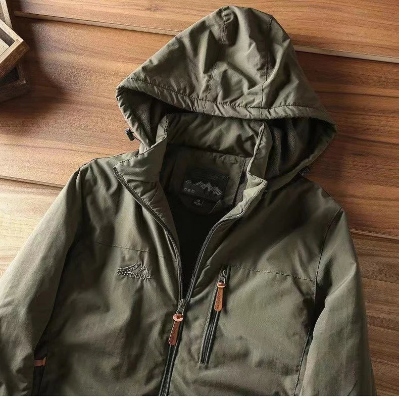 Waterproof Fleece Lined Warm Jacket Outdoor Hiking Trekking Jacket with Hood Spring Autumn Windbreaker Hooded Jacket Mens Coats - reetell