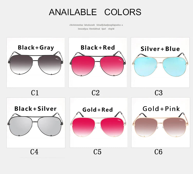 Quay Sunglasses Women Brand Designer Mirror Pilot HIGH KEY Sunglasses UV400 Women's Eyewear Ladies Shades Female - reetell