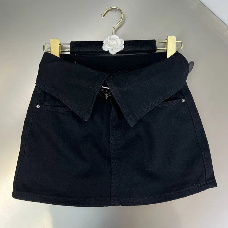 Fashion High Waist Denim Mini Skirt Women's 2023 Summer New Fashion Button Zipper Slim Fit Korean Street  Casual A-line Skirt - reetell