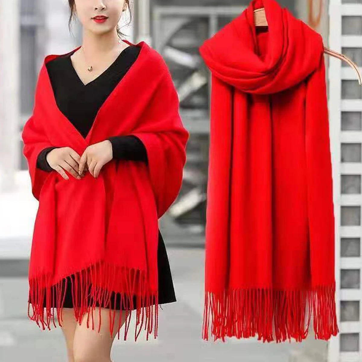 FKYBDSM Scarf Pashmina Shawls Wraps Of Evening Dresses Travel Office Winter Wedding Cashmere Feel Large Scarves - reetell