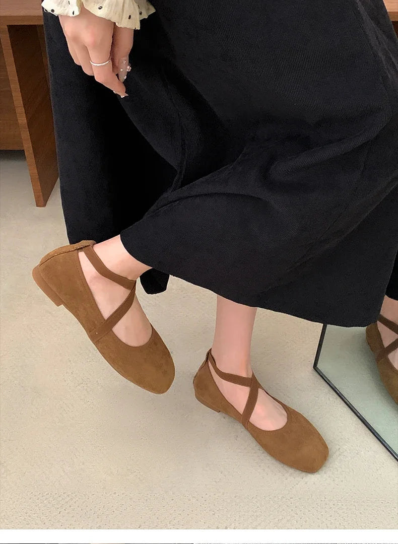 2024 New Spring Summer Flat Ballet Shoes Women's Shoes Retro Mary Jane Shoes Ballet Flats Women Zapatos Mujer