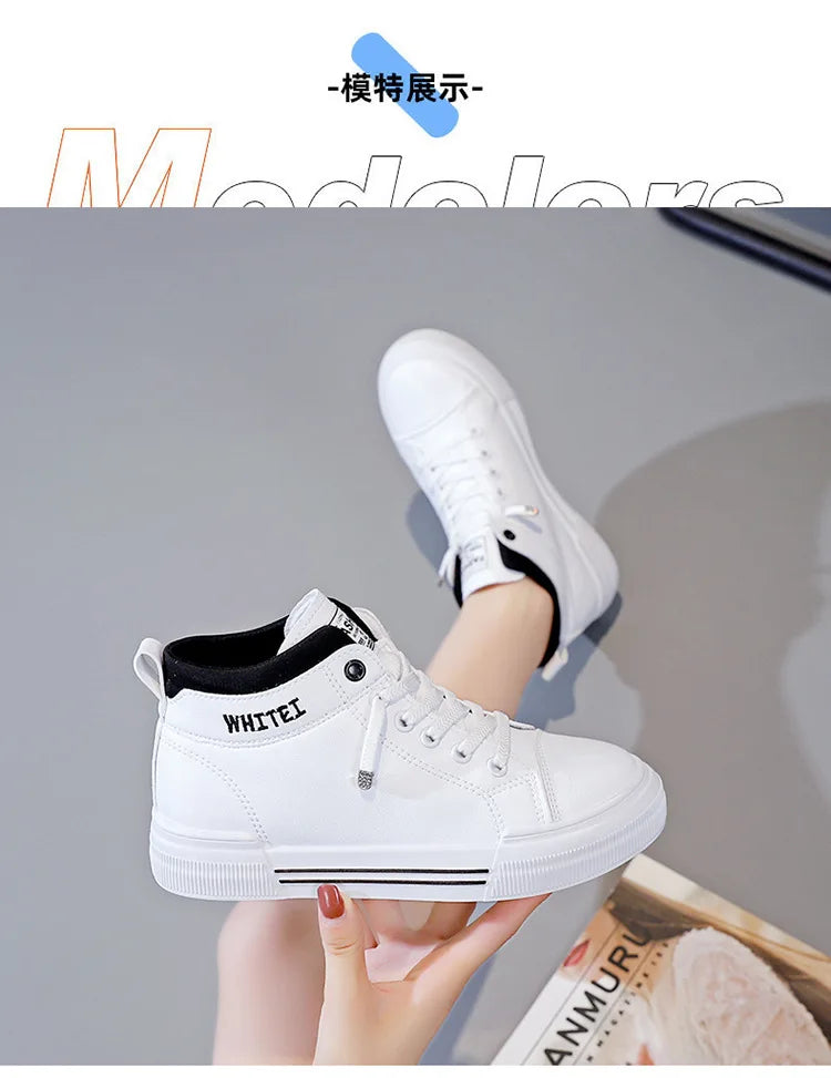 Women's Fashion High-top Breathable Sneakers 2023 Trend White Flat Casual Sports Designer Running Shoes for Woman Tennis Ladies - reetell