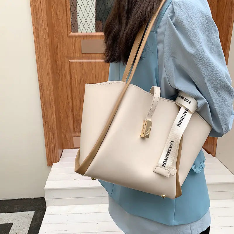 Commuter Tote Bag Large Capacity 2024 New Mother Commuting Bag Portable Fashionable One Shoulder Versatile Underarm Bucket Bag