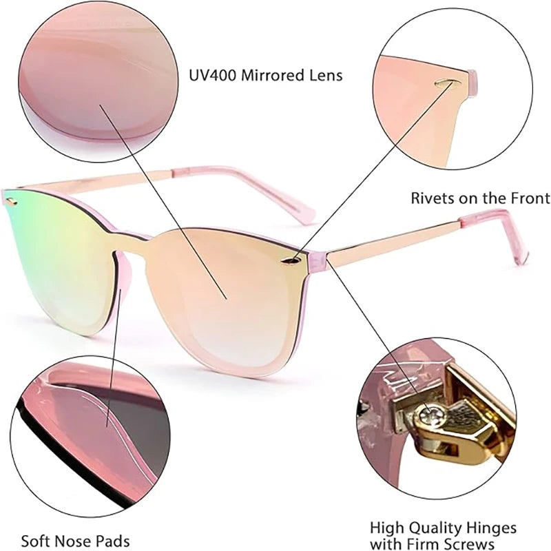 JIM Trendy Rimless Mirrored Sunglasses Reflective Sun Glasses for Women Men UV400 - reetell