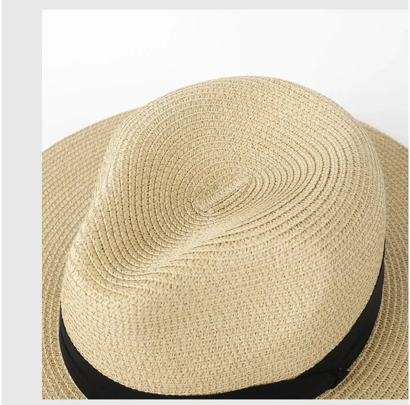 Large Size XL61-64cm Panama Hats Men Women Beach Wide Brim Straw Hat Lady Summer Sun Hats Plus Size Fedora Hat 55-57cm 58-60cm