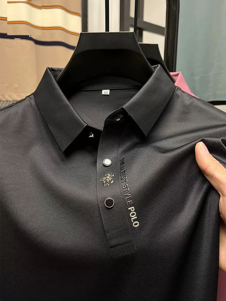 High-End Spring Summer Business  High Quality Short Sleeve Polo Shirt Long sleeved New Men Fashion Casual No Trace Printing