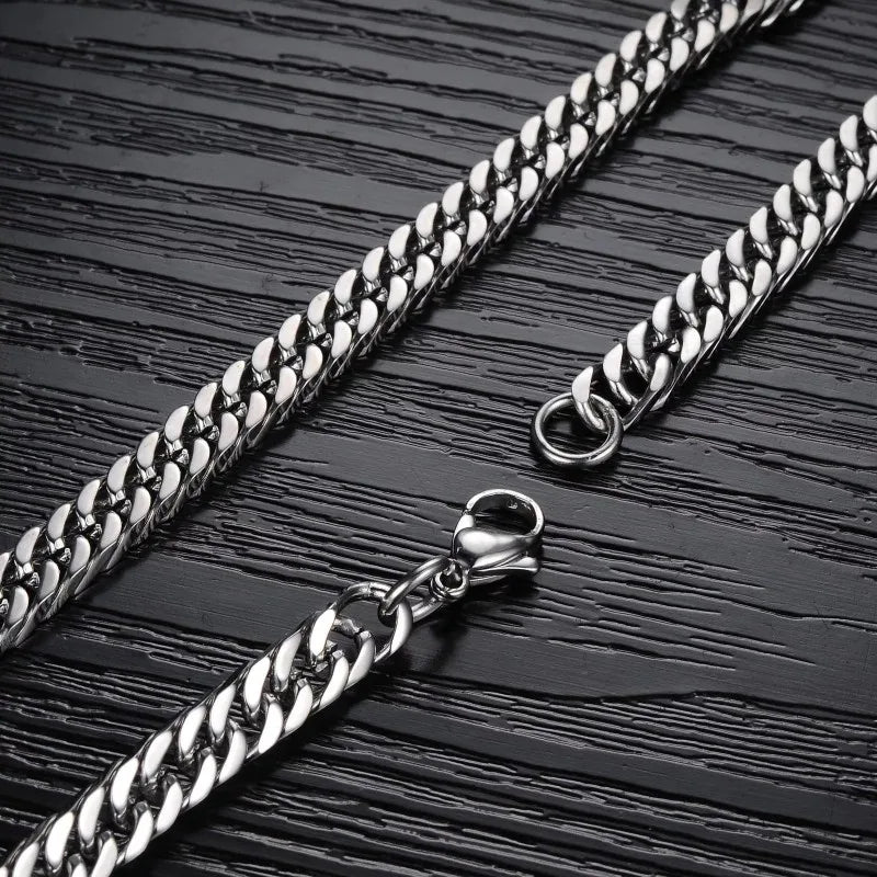 HNSP 8mm-14mm Thick Stainless Steel Cuban Chain Necklace For Men Punk Neck Male Chains Jewelry Accessories