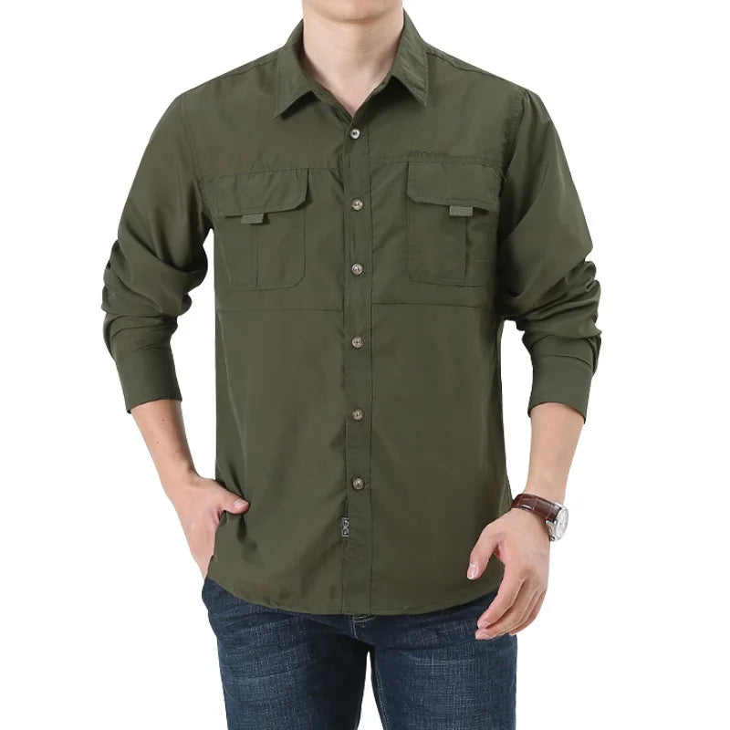 High Quality Men's Shirts Quick Drying Oversized Overshirt Breathable Thin Casual Shirt Men Clothing Fishing Camping Shirt AF102