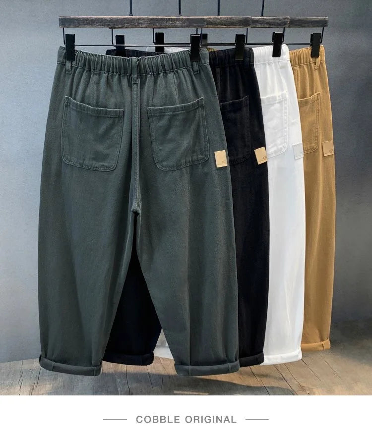 2023 Spring and Autumn New Fashion Solid Color Loose Wide Leg Haren Pants Men Casual Comfortable Large Size High-Quality Jeans - reetell