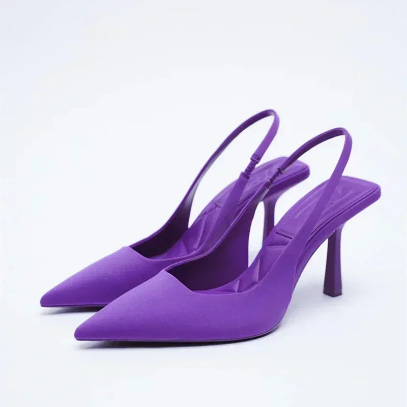 2024 High Quality New Slip-on Women's Solid Color Versatile Fashion Slingback Shoes Office Sexy Dress Pointed Toe Sandals