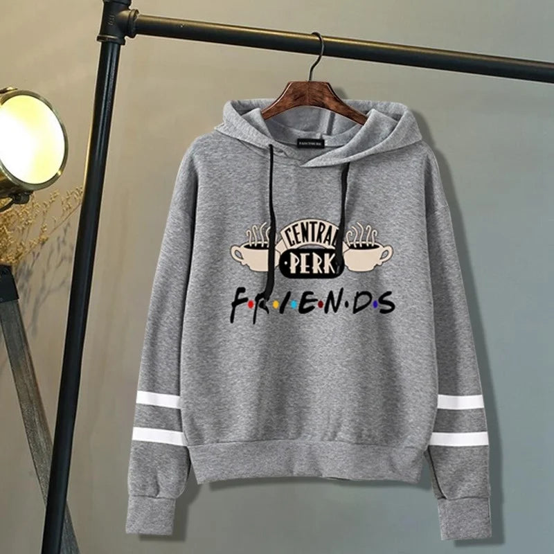 Women Friends TV Show Hooded Sweatshirt Cute Coffee Printing Hoodies Female Autumn Winter Casual Pullover Hoodies - reetell