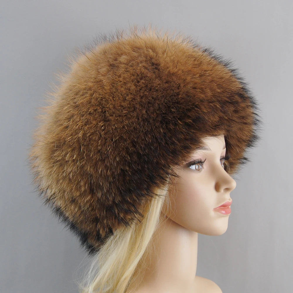 2024 Russian Style Female Round Cap Fashion Real Fur Hats Natural Fox Fur Women Winter Warm Bomber Hat Fluffy Popular Beanies - reetell