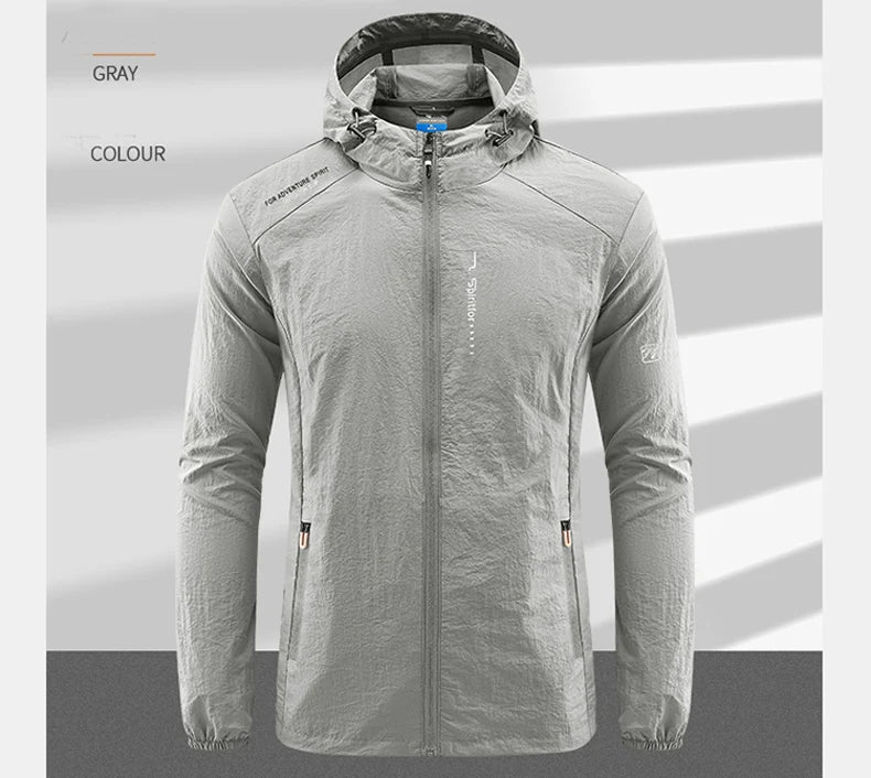 Summer Outdoor Quick Dry Sun-Protective Thin Jacket Men Hiking Fishing Cycling Hooded Gym Sport Windbreaker Ultra Light Coats - reetell