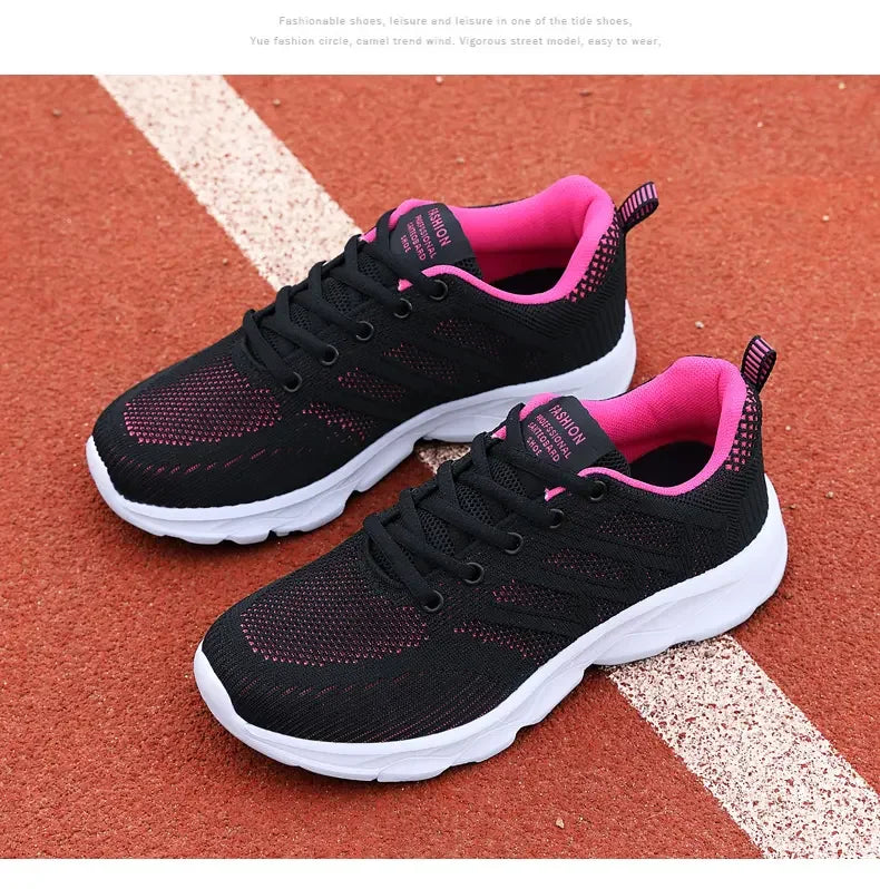 Woman Sneakers Casual Shoes 2023 New Breathable Walking Mesh Lace Up Flat Vulcanized Shoes Women Tenis Running Shoes for Women