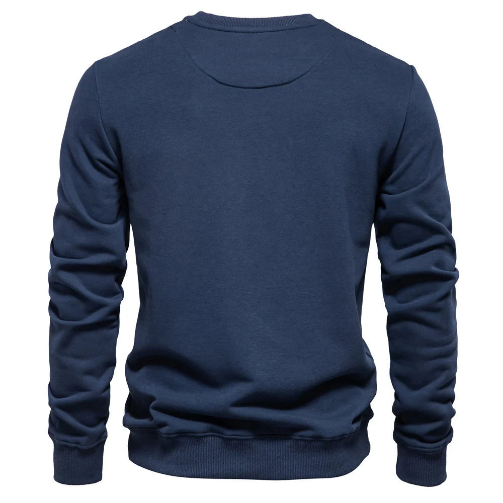 AIOPESON Cotton-blend Mens Crew Neck Solid Color Sweatshirts Pullover Casual Sport Sweatshirt for Men - reetell