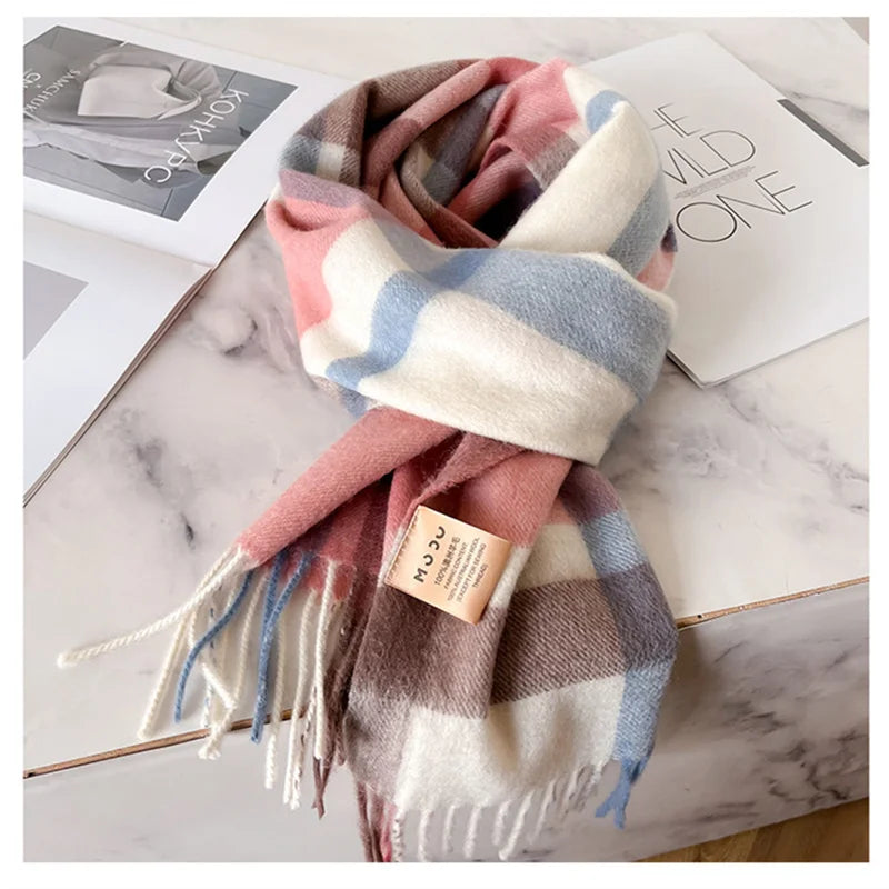 100% Wool Luxury Brands Classic England Style Women Scarf Fashion Stripe Plaid Scarves Tassel Shawls Pashmina Lady Wrap 32*180cm - reetell