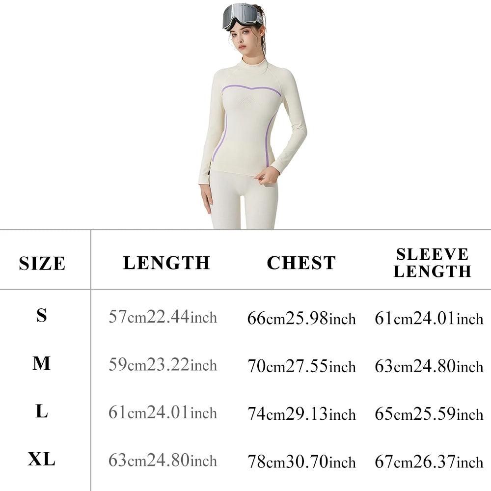 OhSunny Ski Suits Underwear for Woman Base Layer Thermal Sets Winter Lightweight Warm Slim Athletic Top Pants 2 Piece Lingerie - reetell