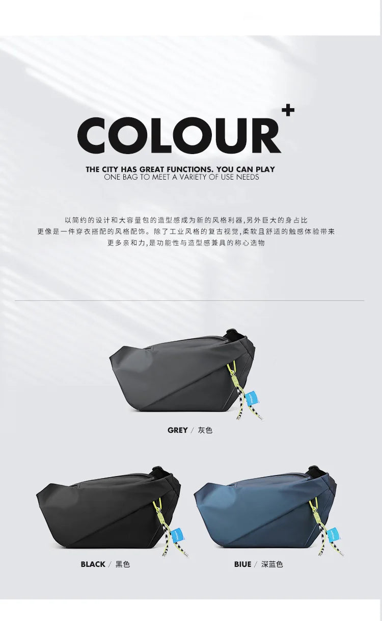 Men Shoulder Chest Bag Nylon Waterproof Outdoor Sport Running Cycling Belt Bag Large Capacity Travel Phone Pouch Messenger Bag