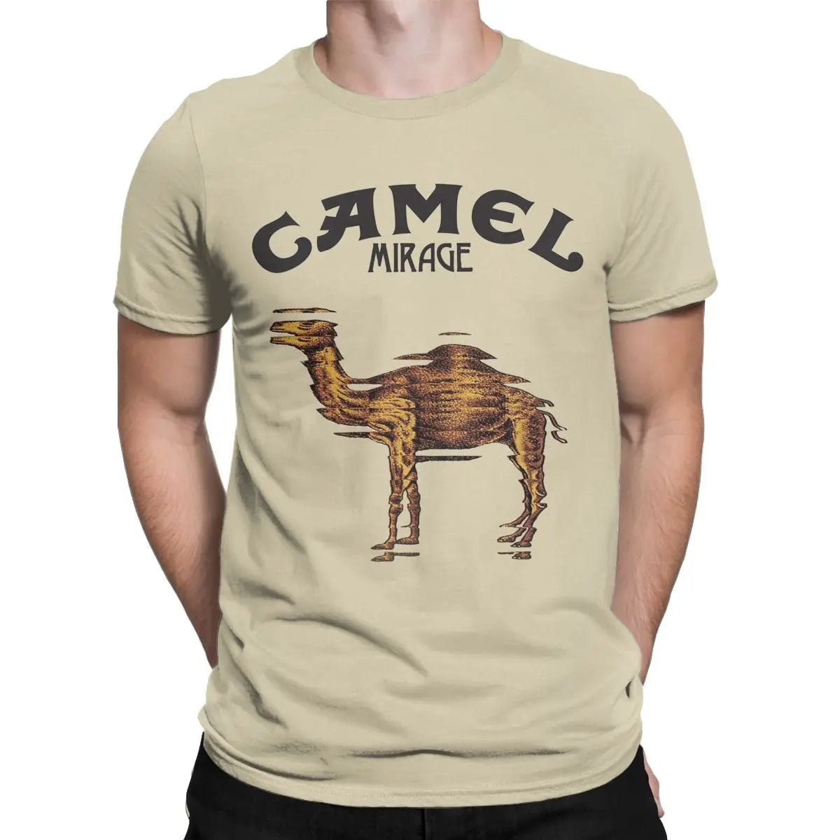 Camel Mirage Band T Shirt Men's Pure Cotton Novelty T-Shirts Crew Neck Tees Short Sleeve Tops 4XL 5XL - reetell