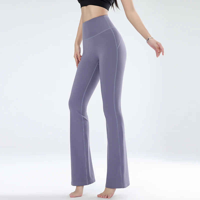 Women's leggings slim yoga pants women's high waisted wide leg pants sports bell bottoms breathable quick dry bottom - reetell