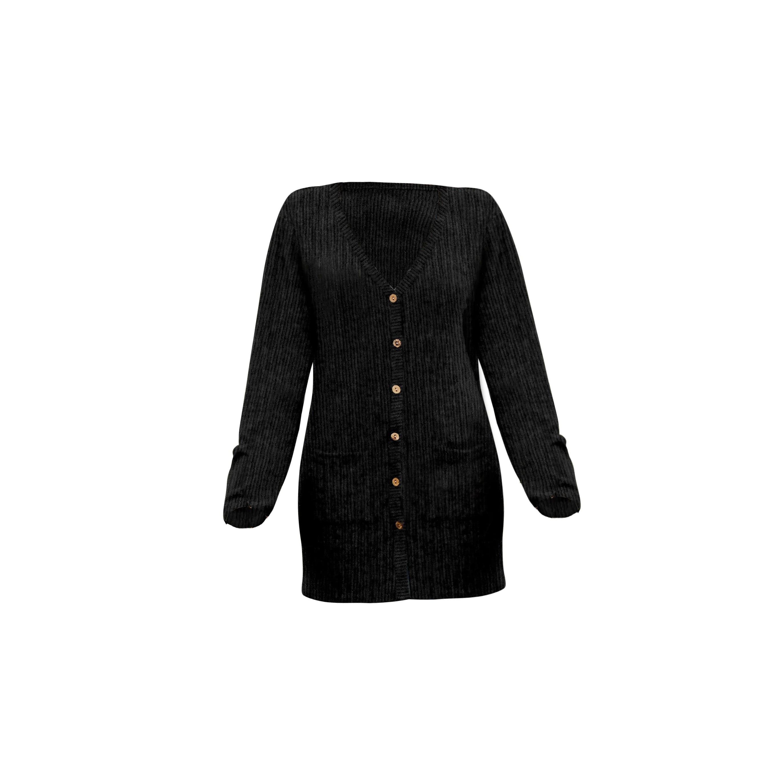 Solid Button Up Pocket Cardigan, Casual Long Sleeve Sweater For Spring & Fall, Women's Clothing - reetell