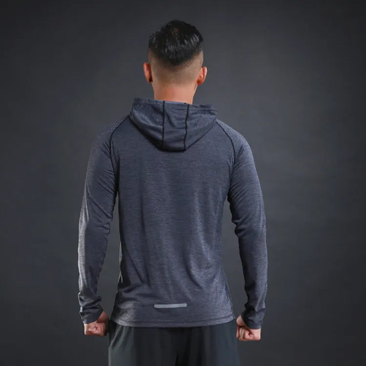 Men Hoodies Summer Running Fitness Casual Hooded Quick Dry Sweatshirts Solid Pullover Shirts with Hood Outdoor Gym Hoodie Man - reetell