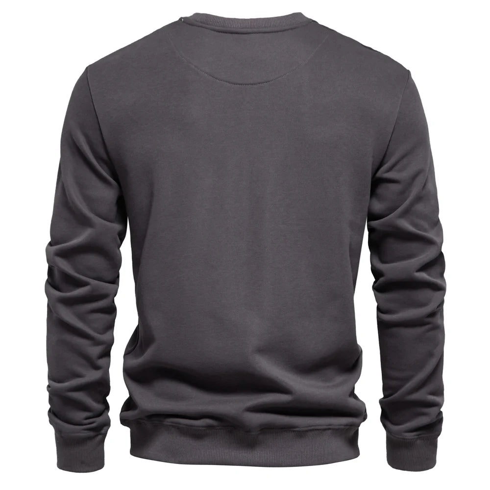 AIOPESON Cotton-blend Mens Crew Neck Solid Color Sweatshirts Pullover Casual Sport Sweatshirt for Men - reetell