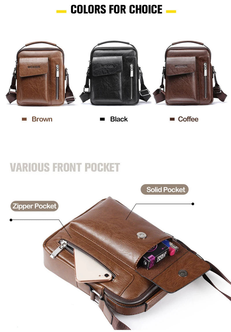 Casual Men Shoulder Bag Vintage Crossbody Bags Male Bag PU Leather Handbag Capacity Men Messenger Bags Tote Bag