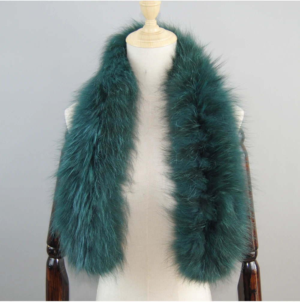 2024 New Women Winter Warm Natural Fox Fur Scarf Ring Knit Real Fox Fur Lady Fashion Neckerchief Scarves Women Real Fur Bandana - reetell