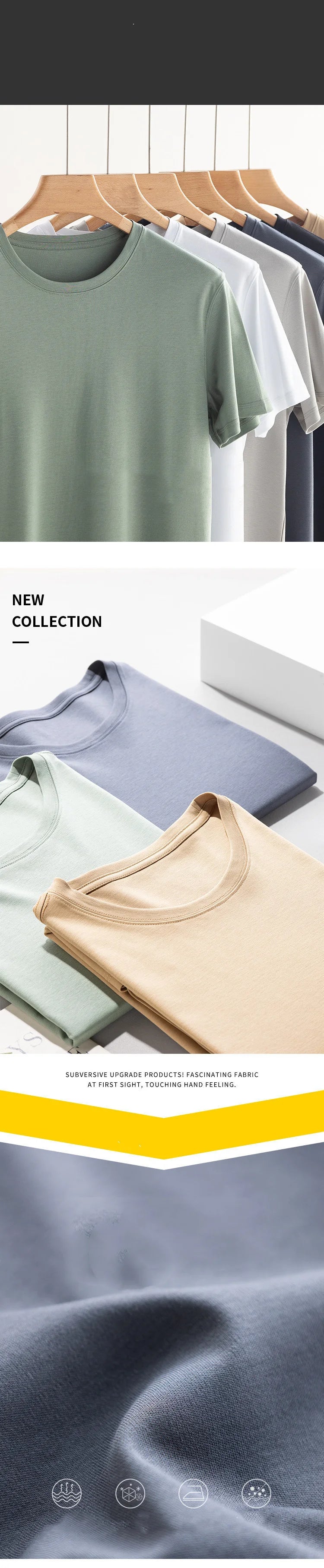 Summer Men Mulberry Silk Mercerized Cotton T Shirt V-neck Loose Short Sleeve Basic T-shirts 7%Silk