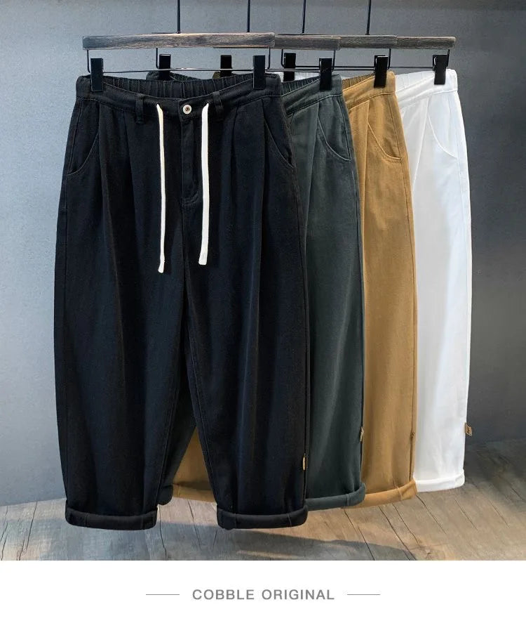 2023 Spring and Autumn New Fashion Solid Color Loose Wide Leg Haren Pants Men Casual Comfortable Large Size High-Quality Jeans - reetell