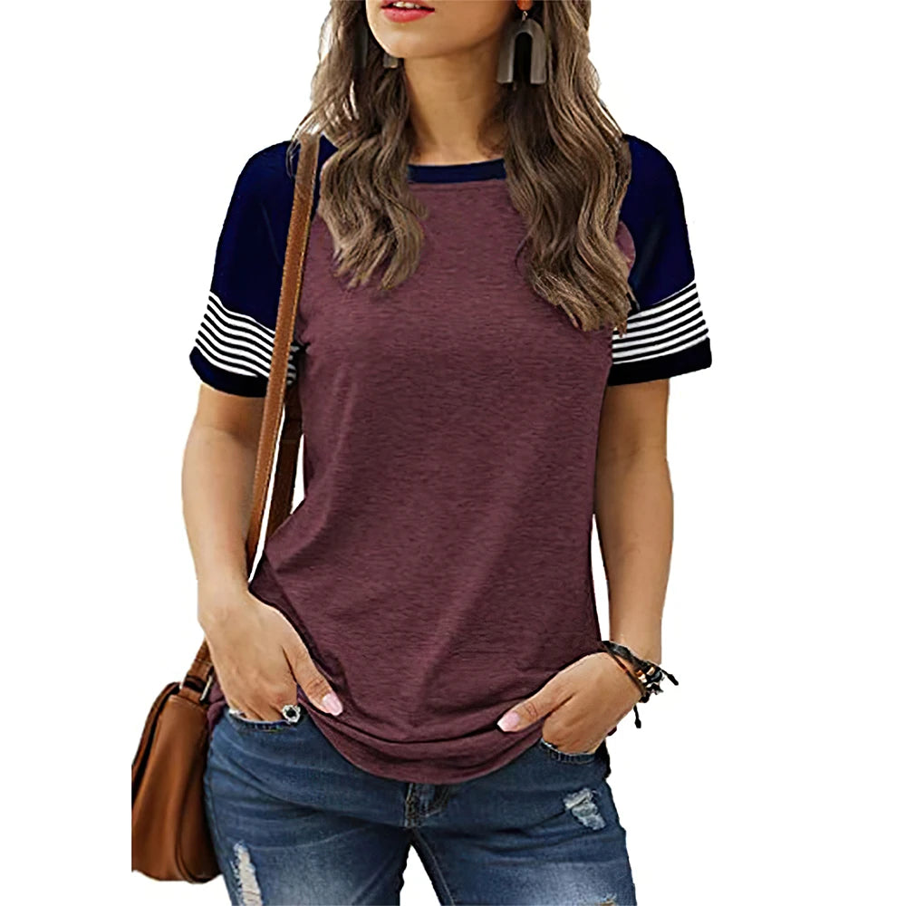 Solid T Shirt Women Simple Style Tees Casual T-shirt For Ladies O Neck Daily Pullover Female Fashion Short Sleeve Y2k Clothing - reetell