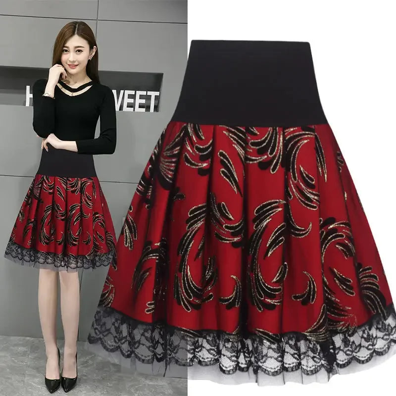 Voile Pleated A- line Short Skirt Elastic Waist Large Size Woman Skirts Mujer Faldas Saias Mulher - reetell