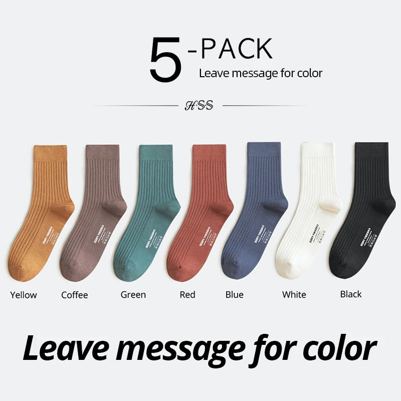 HSS 98% Pure Cotton Socks Men's Business Dress Long Socks Spring Winter Warm Male High Quality Happy Colorful Socks For Man Gift