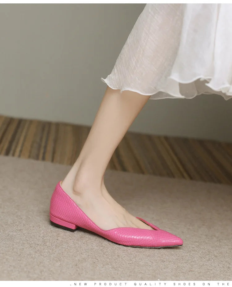 Luxury Temperament Women Shoe Summer New French Pointed Leather Shoe Simple Comfortable Single Shoe Sheepskin Elegant Low Heels