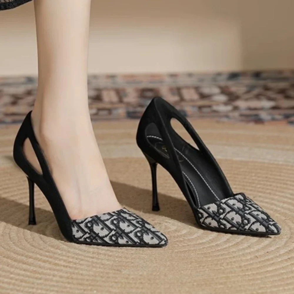 Embroidered Sandals Women Fashion Pointed Heeled New Summer Luxury Heeled High Heels Women Shoes Shallow Casual High Sandals