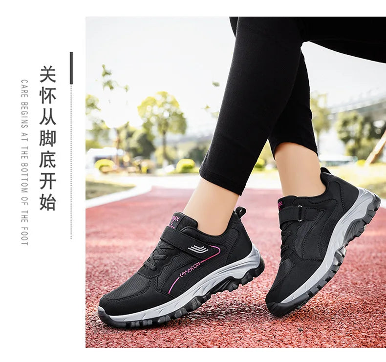 Women's Sports Shoes Leather Sports Shoes Waterproof Fashionable Outdoor Hiking Anti SlipCasual Walking Shoes Women's Shoes