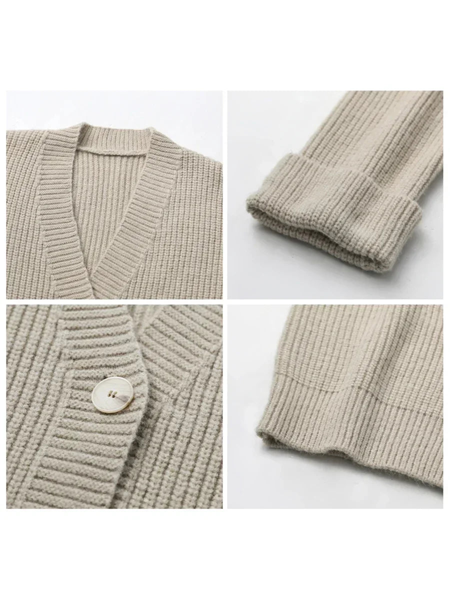 CHIC VEN Fashion Women Cardigan Solid Single Breasted New Loose Long Casual Knitted Sweater Female Jumpers Spring Autumn 2024 - reetell