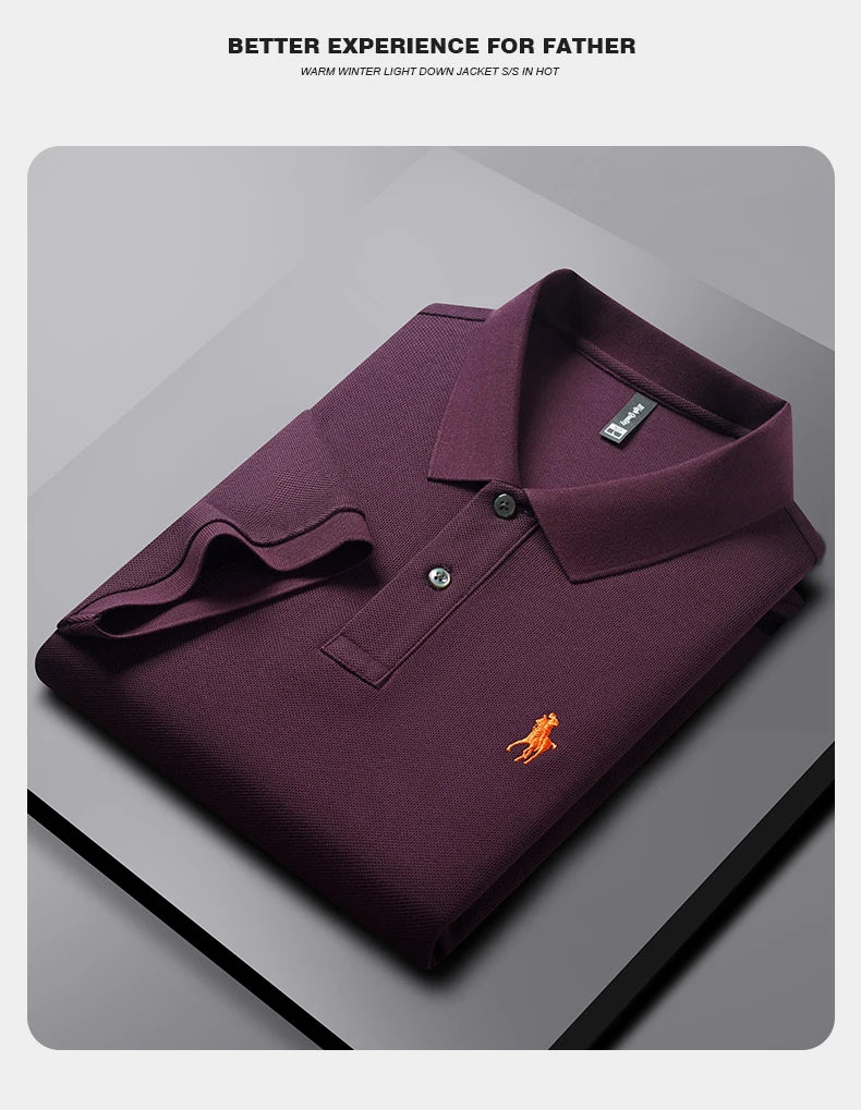 Luxury Brand Embroid Men's Polo Shirt 100Cotton Horse Pattern Half Sleeve Breathable T-Shirt Summer Korean Business Casual Men's