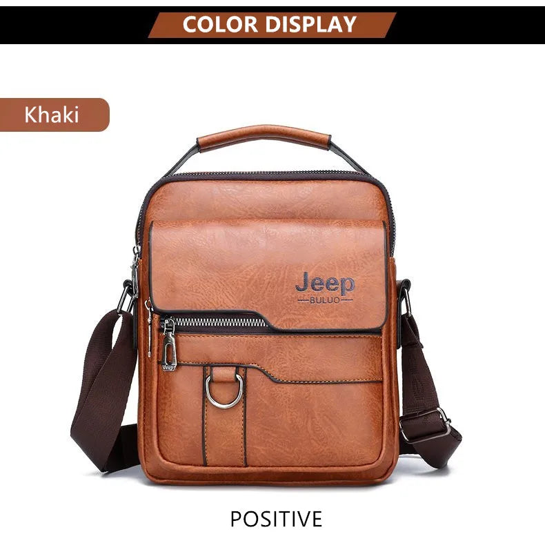 JEEP BULUO Crossbody Messenger Bags Business Casual Handbag Brand Shoulder New High Quality Leather For Men Business Casual Fash