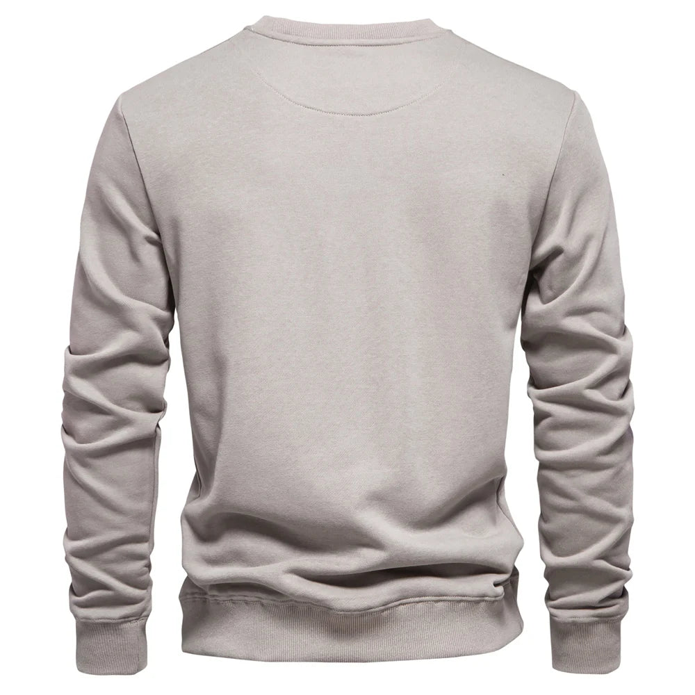 AIOPESON Cotton-blend Mens Crew Neck Solid Color Sweatshirts Pullover Casual Sport Sweatshirt for Men - reetell