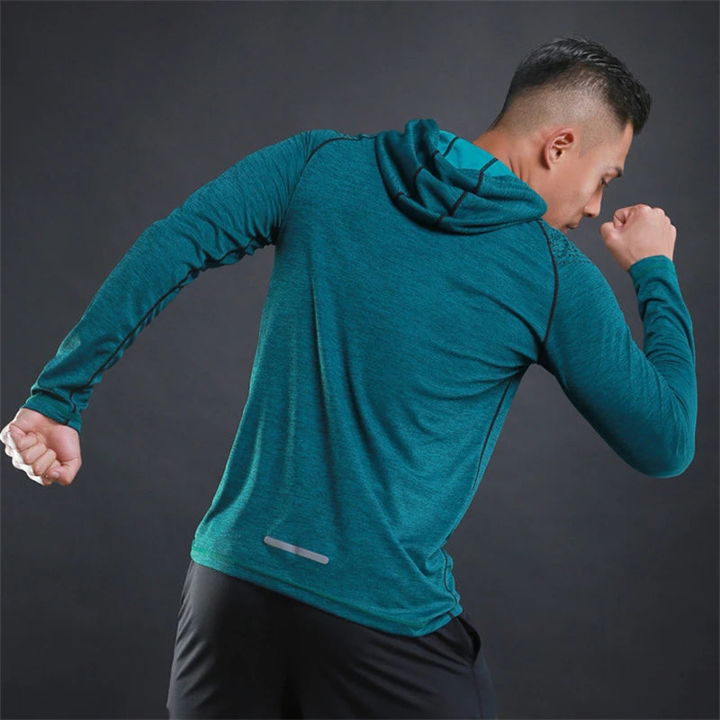 Men Hoodies Summer Running Fitness Casual Hooded Quick Dry Sweatshirts Solid Pullover Shirts with Hood Outdoor Gym Hoodie Man - reetell