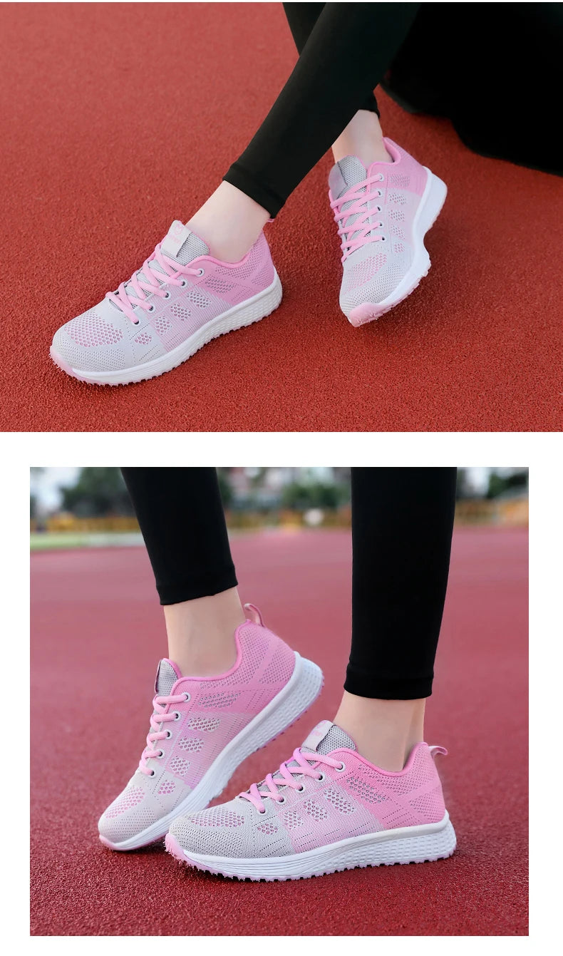 Wedges Shoes for Women Sneakers Mesh Breathable Casual Female Shoes Flat Light Lace-Up Summer Running Shoes Woman Vulcanize Shoe