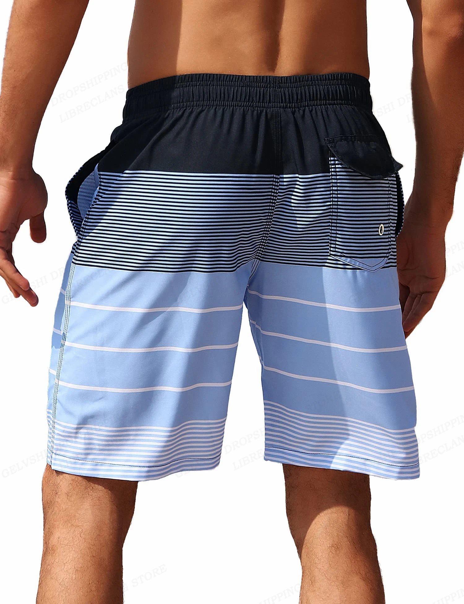 Striped Beach Shorts Men Fashion Swimwear Board Shorts Trunk Gym Fitness Pants Men's Briefs Swimsuit Kids Beachwear Short Boy - reetell