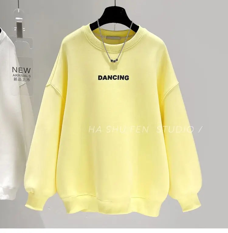 Spring Autumn New Printing Letter Street Casual Hoodies Long Sleeve Solid Loose Fashion Pullovers Top Trend Korean Women Clothes - reetell