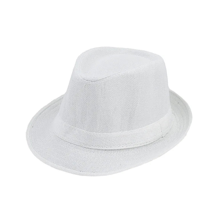 Linen Panama Solid  Jazz Hat Cowboy  Men's Women's Children's British Sun Hat