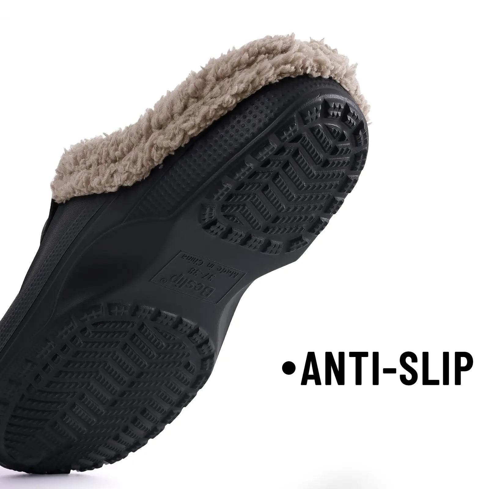 Eyriphy Classic Fur Lined Clogs For Women Waterproof Winter Fuzzy Slippers Mens Cotton Shoes For Indoor And Outdoor Rubber Soles