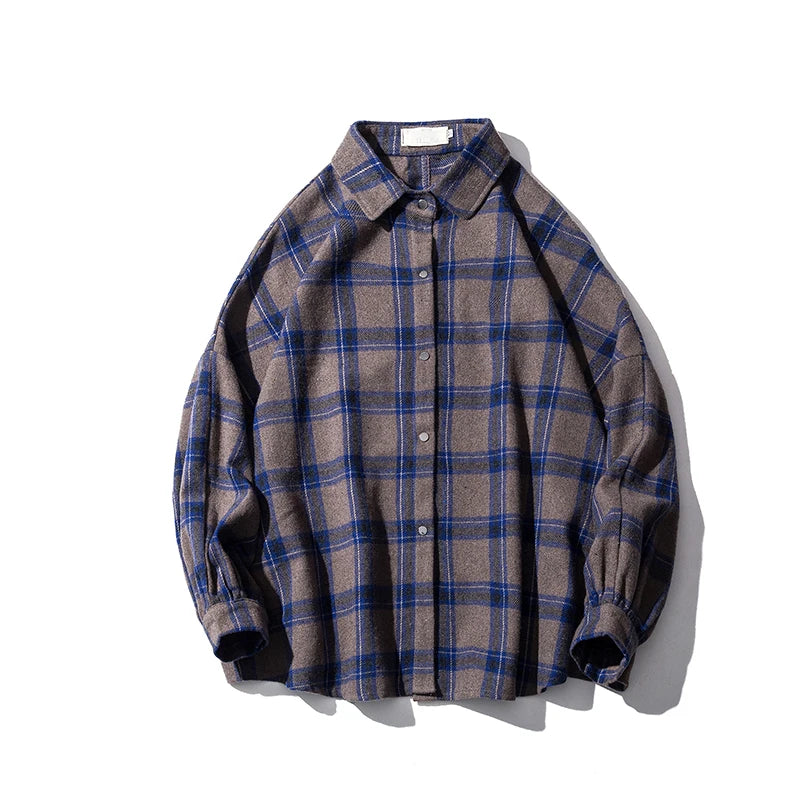 LAPPSTER-Youth  Long Sleeve Winter Y2k Streetwear Fleece Shirts Flannel Harajuku Plaid Shirt Vintage Korean Fashions Clothes