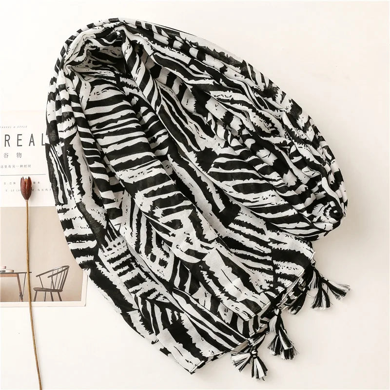 NEW Women's Scarf Zebra Pattern Print Scarves Spring Autumn Stripe Shawl And Wraps For Lady Muffler Hijab 180*90cm - reetell