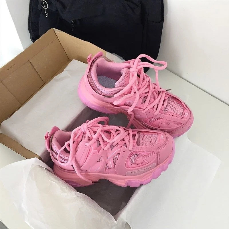 Women's Pink Chunky Running Shoes Sneakers Men Athletic Sports Sneakers Zaptillas Deporte MujerTracking Shoes Chaussure Homme